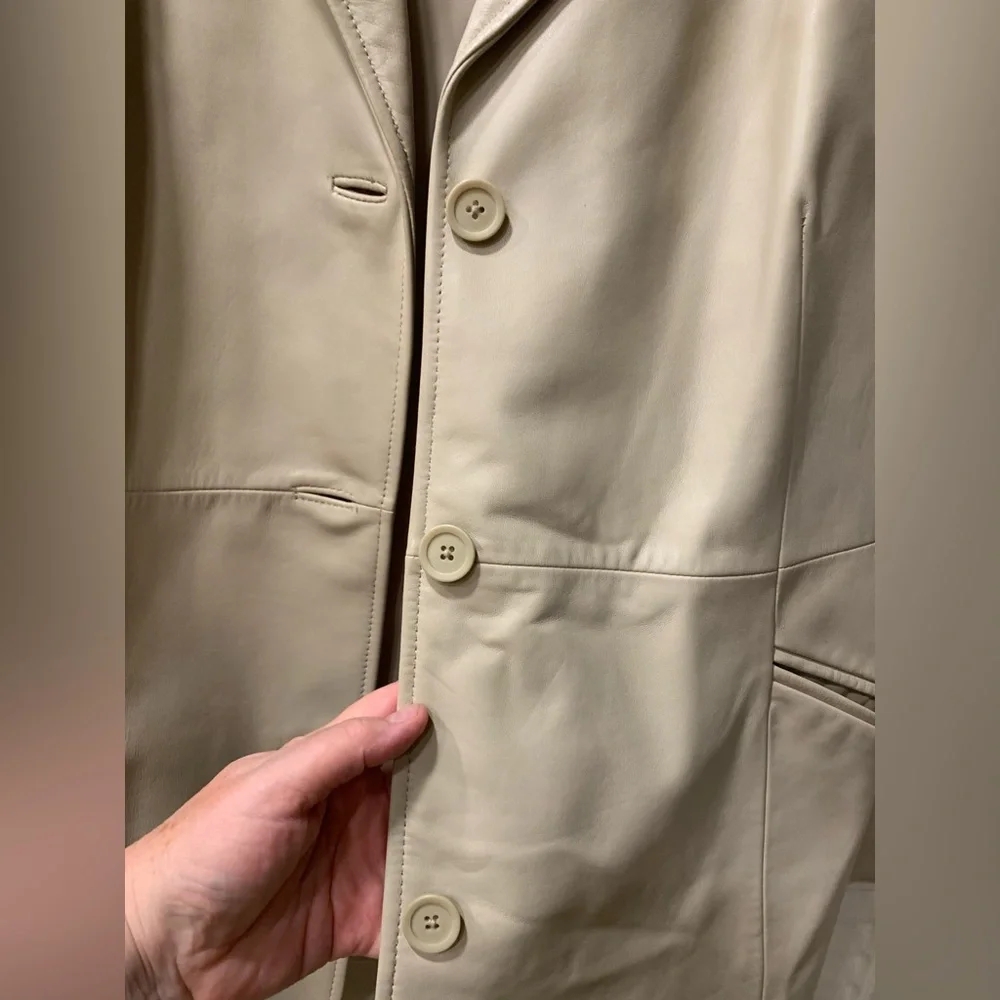 Nordstrom Womens Lamb Skin Leather Cream Everyday Blazer 🌴 - Picture 5 of 16